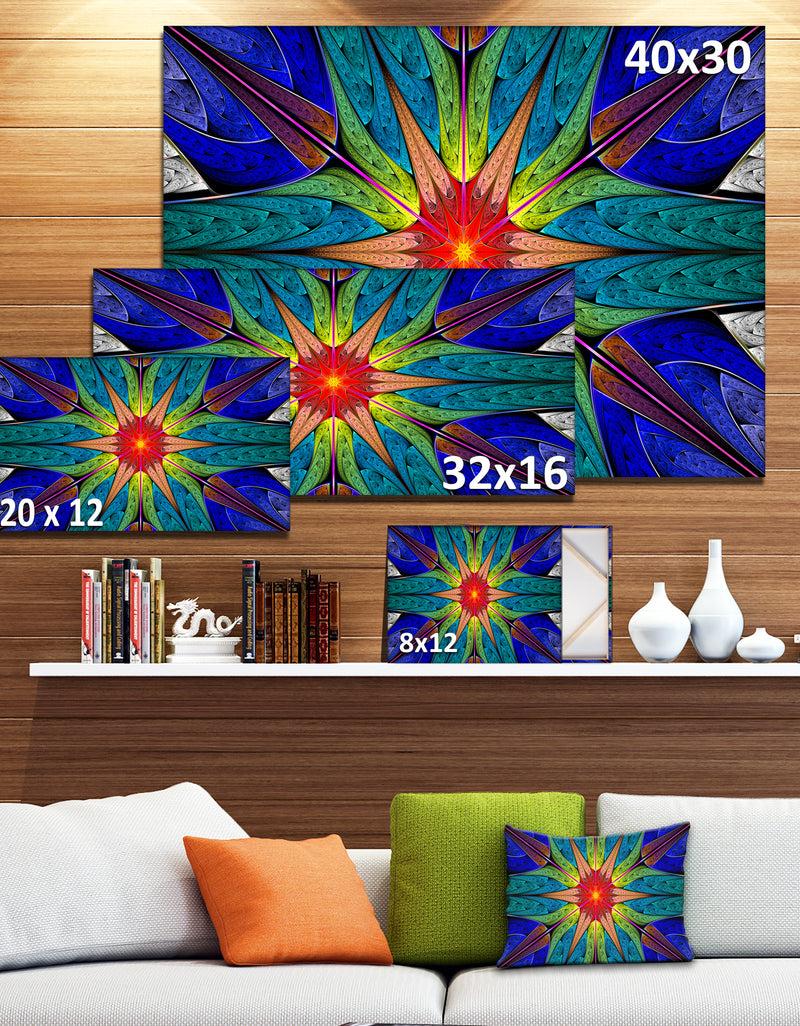 DesignQ Budding Fractal Colorful Flower - Abstract Wall Art On Canvas