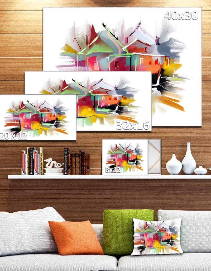 DesignQ Building Illustration - Painting Abstract Canvas Art Print
