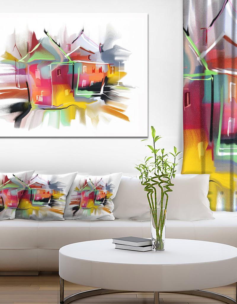 DesignQ Building Illustration - Painting Abstract Canvas Art Print
