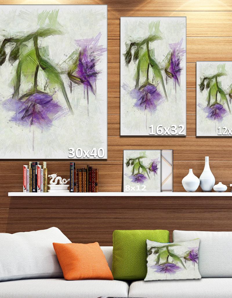 DesignQ Bunch Of Blue Flowers Watercolor - Extra Large Floral Canvas Art