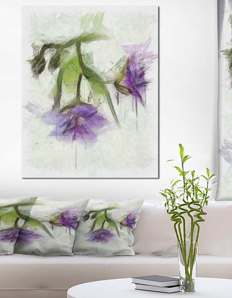 DesignQ Bunch of Blue Flowers Watercolor - Extra Large Floral Canvas Art
