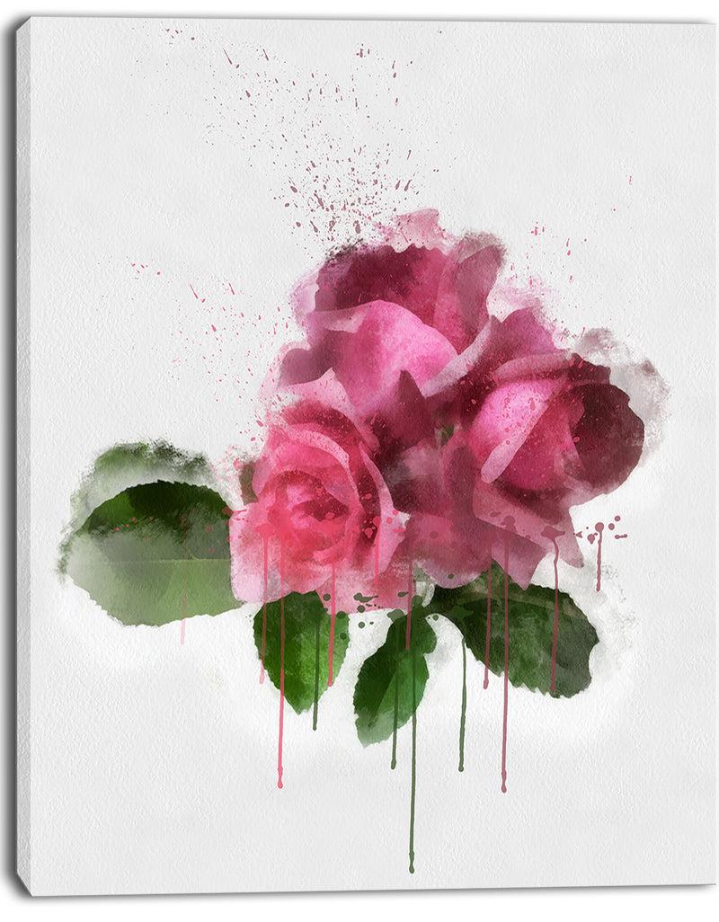 DesignQ Bunch Of Pink Roses With Leaves - Large Floral Canvas Artwork