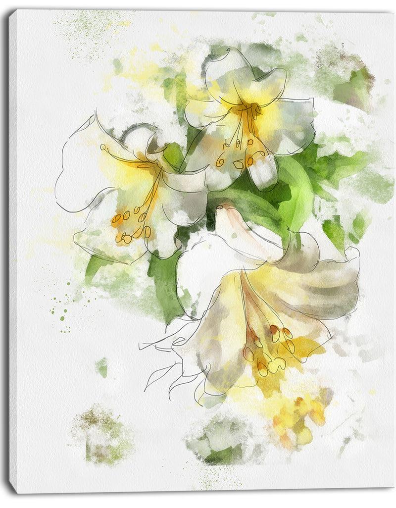 DesignQ Bunch Of Small Flowers Watercolor - Large Floral Canvas Artwork
