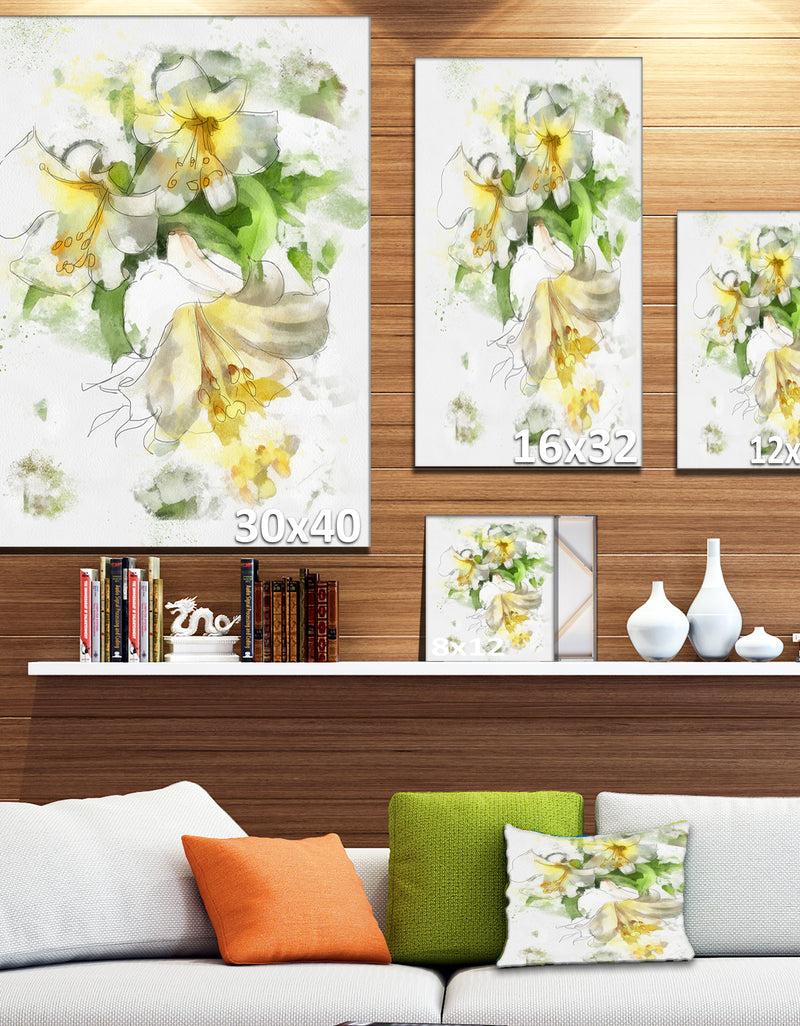 DesignQ Bunch Of Small Flowers Watercolor - Large Floral Canvas Artwork