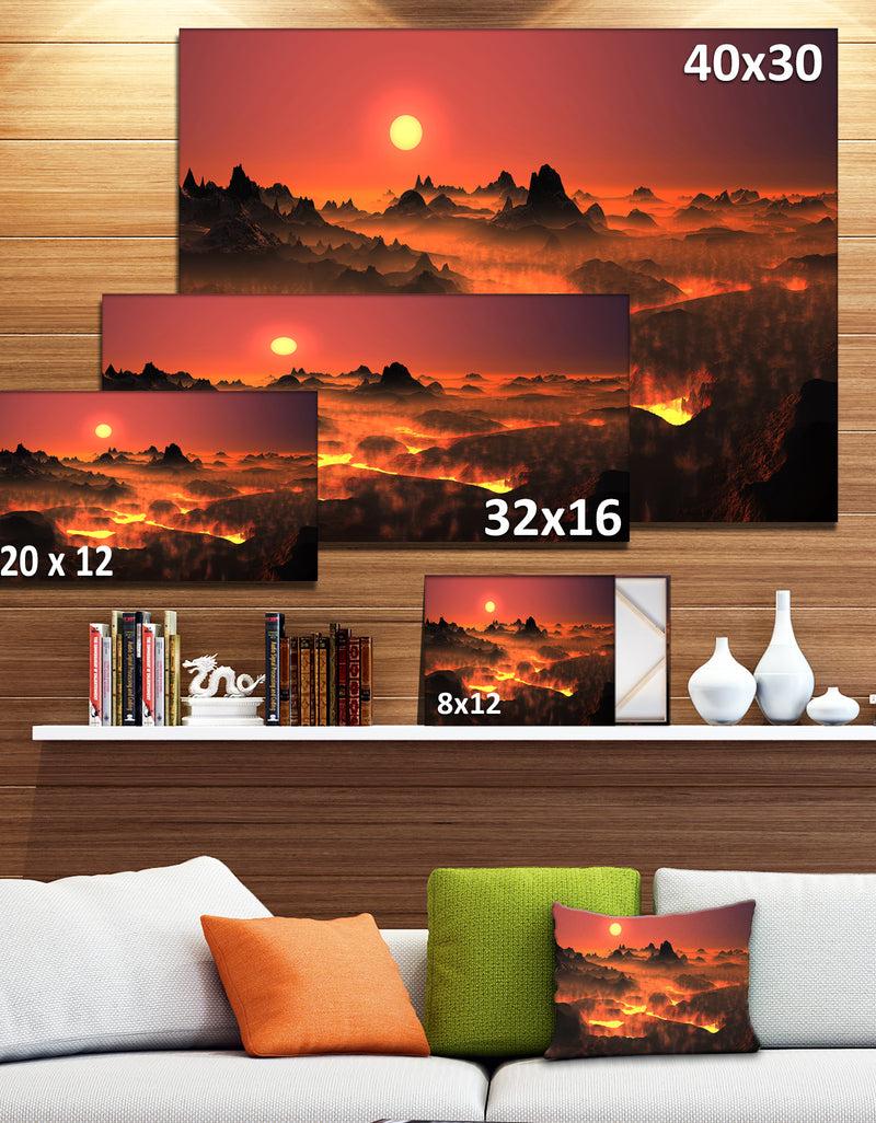 DesignQ Burning Volcano Country - Landscape Canvas Wall Artwork