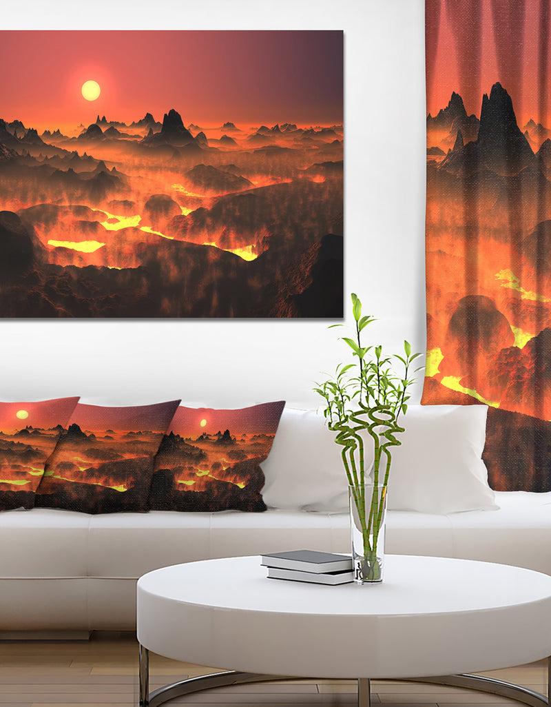 DesignQ Burning Volcano Country - Landscape Canvas Wall Artwork
