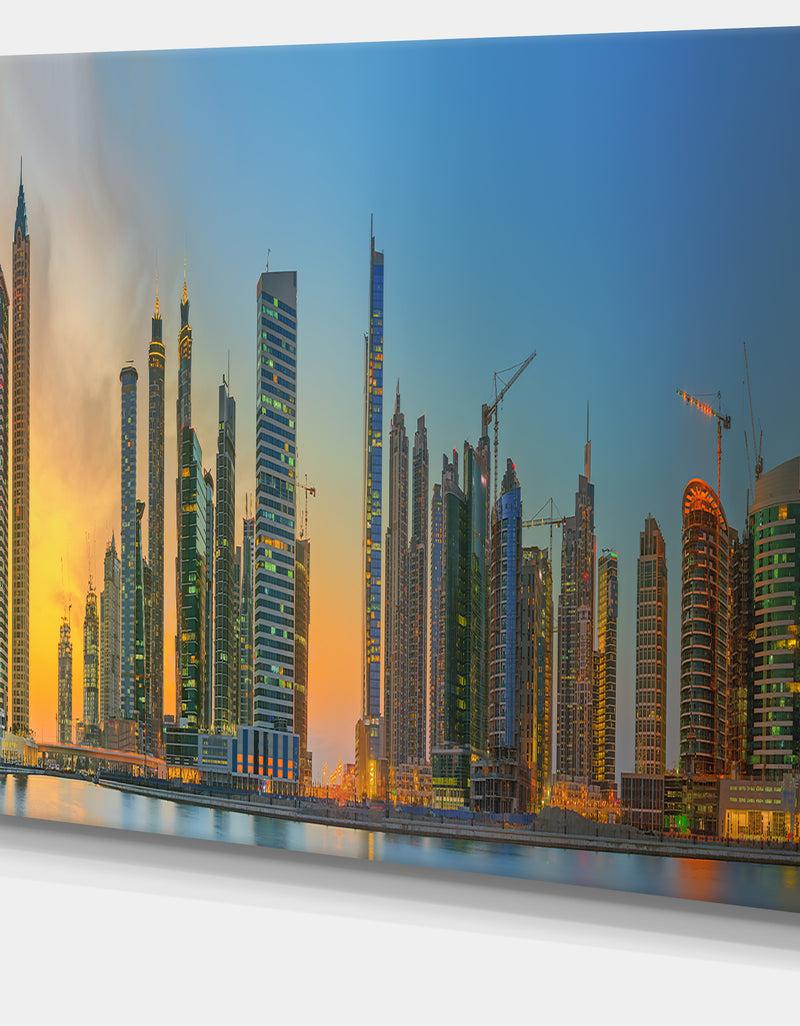 DesignQ Business Bay And Downtown Dubai - Cityscape Canvas Print