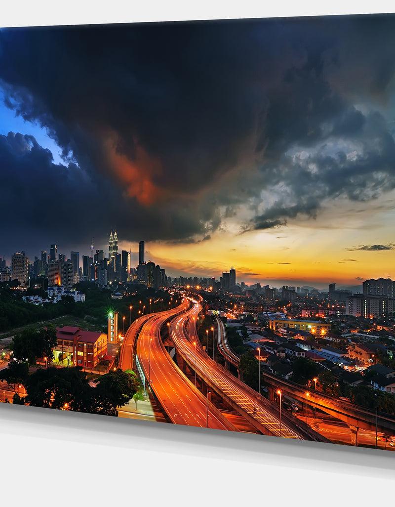 DesignQ Busy Elevated Highway In Kula Lumpur - Cityscape Canvas Print