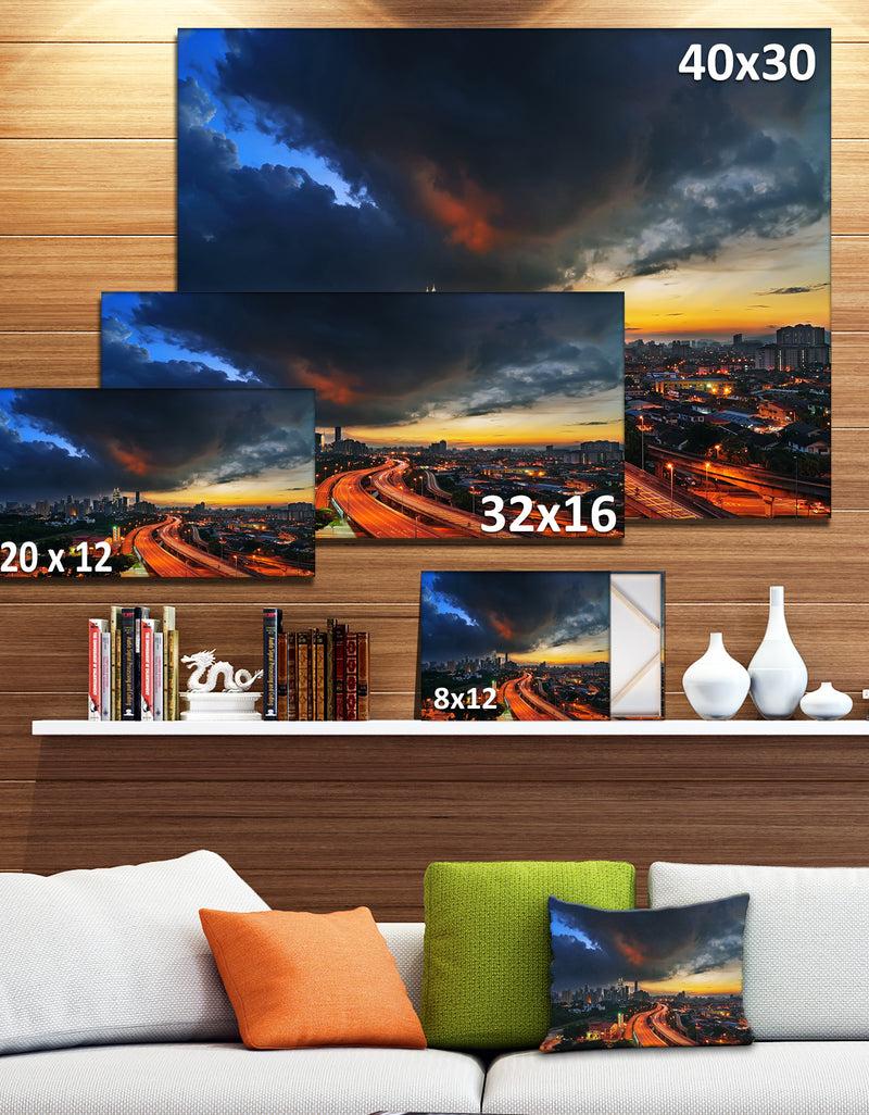 DesignQ Busy Elevated Highway In Kula Lumpur - Cityscape Canvas Print
