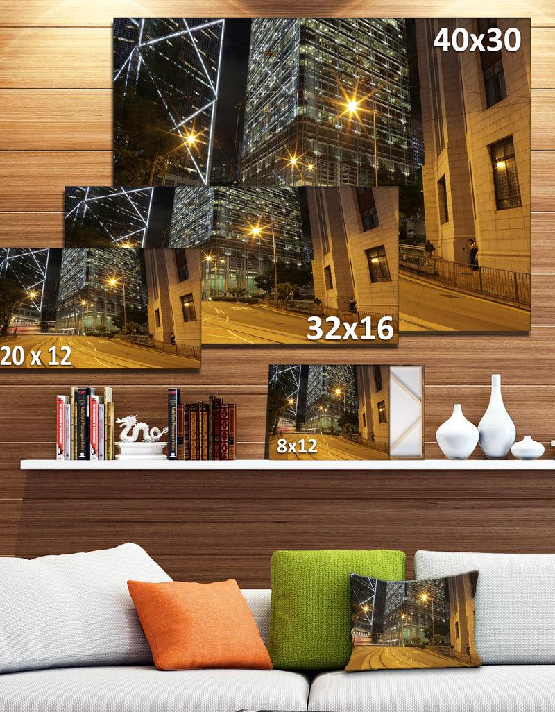 DesignQ Busy Traffic And City At Night - Cityscape Artwork Canvas