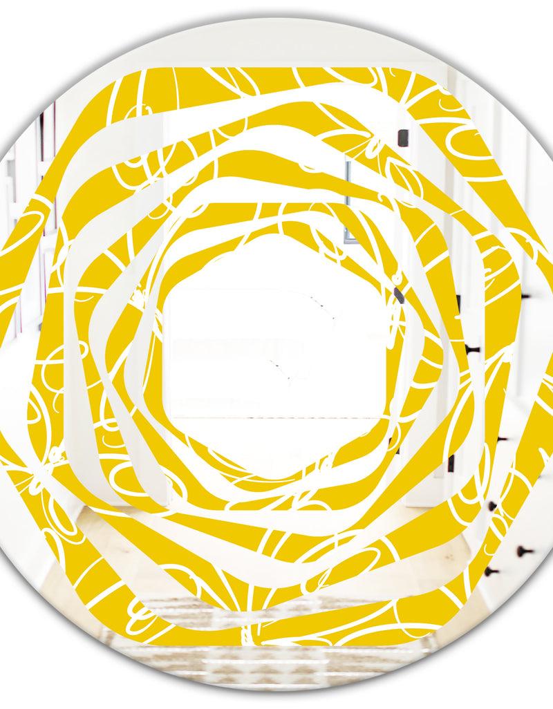 DesignQ Butterflies Hand Drawn Color Pattern - Modern Round Or Oval Wall Mirror - Whirl