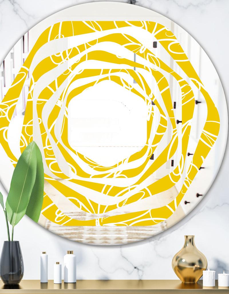 DesignQ Butterflies hand drawn color pattern - Modern Round or Oval Wall Mirror - Whirl