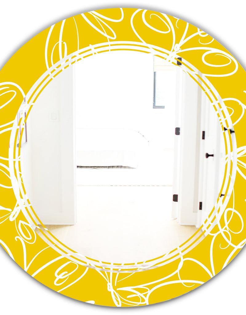 DesignQ Butterflies Hand Drawn Color Pattern - Modern Round Or Oval Wall Mirror - Triple C