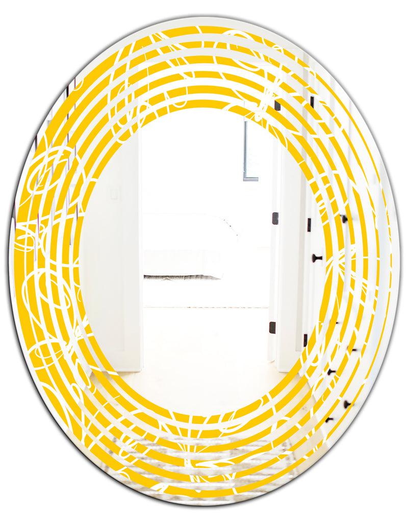 DesignQ Butterflies Hand Drawn Color Pattern - Modern Round Or Oval Wall Mirror - Wave