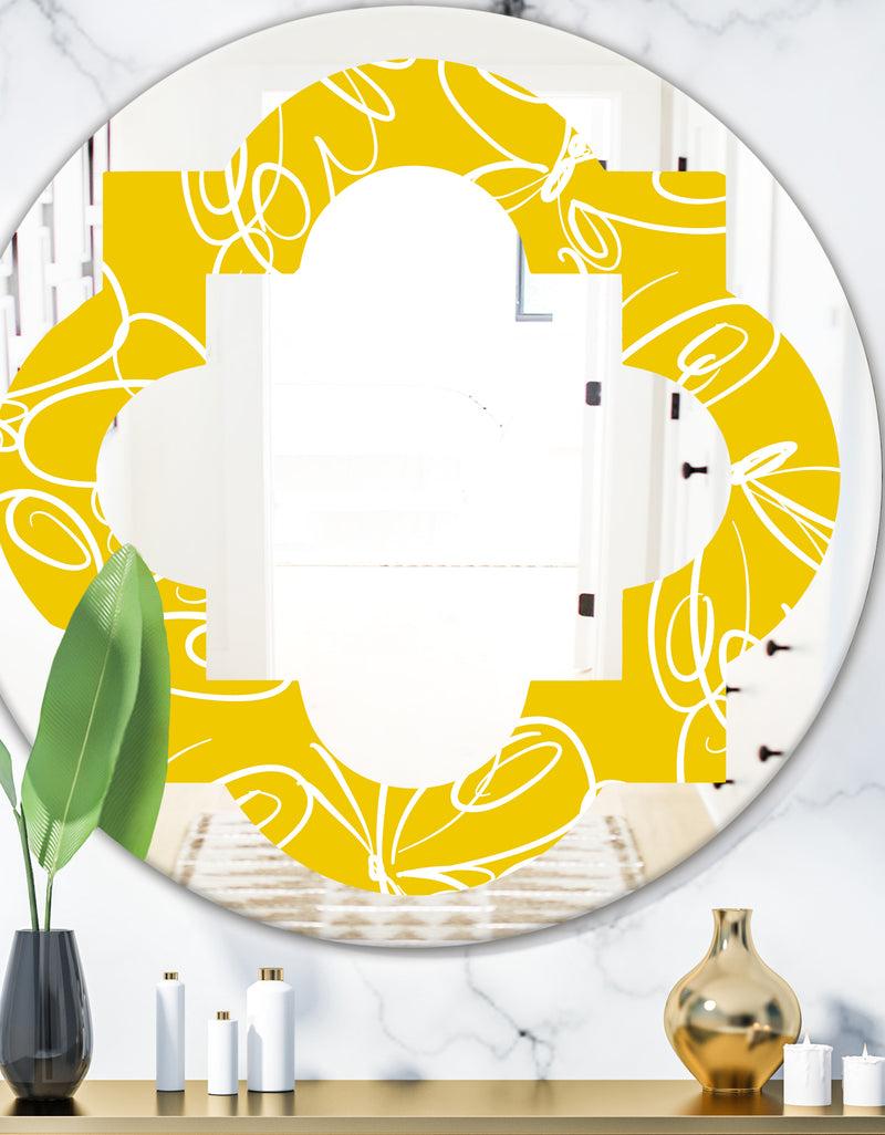 DesignQ Butterflies hand drawn color pattern - Modern Round or Oval Wall Mirror - Quatrefoil