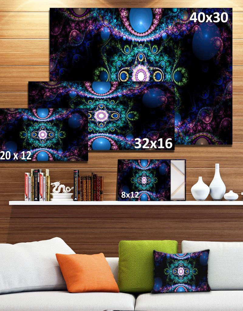 DesignQ Cabalistic Blue Fractal Pattern - Extra Large Abstract Canvas Art Print