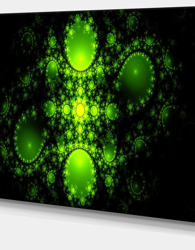 DesignQ Cabalistic Green Fractal Design - Extra Large Abstract Canvas Art Print