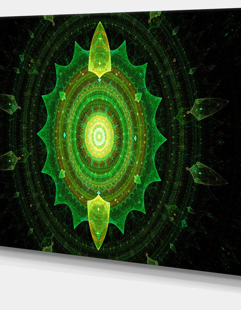 DesignQ Cabalistic Green Fractal Sphere - Extra Large Abstract Canvas Art Print