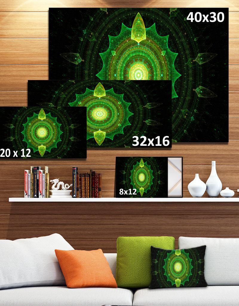 DesignQ Cabalistic Green Fractal Sphere - Extra Large Abstract Canvas Art Print