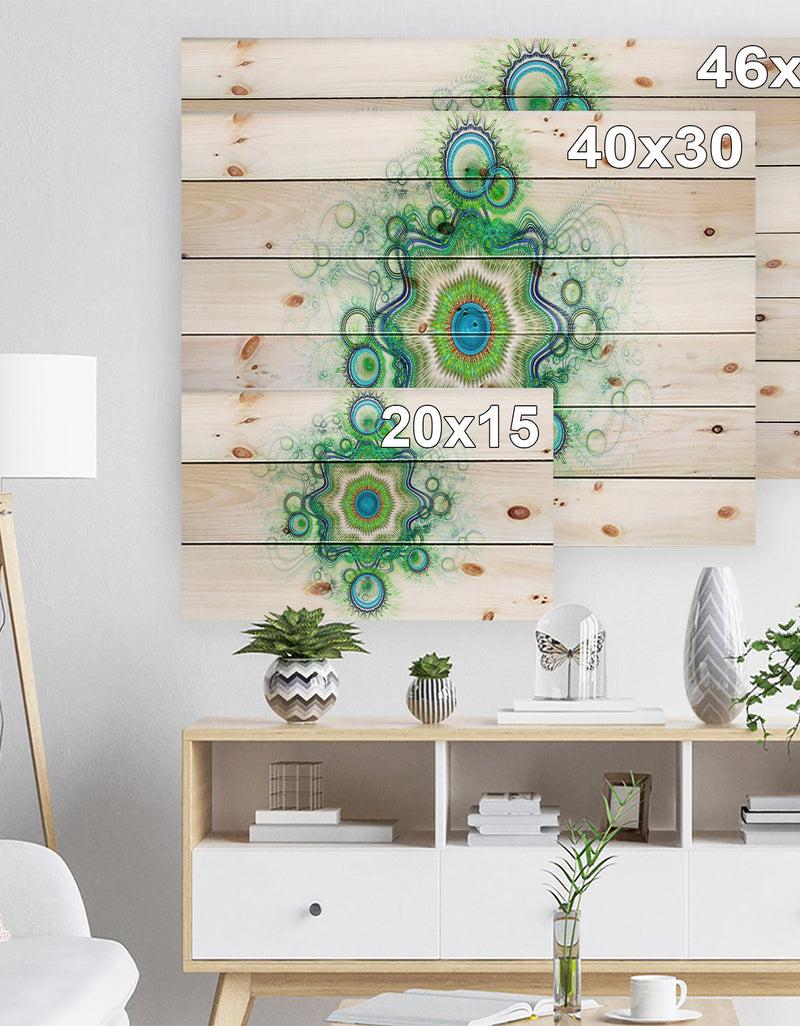 DesignQ Cabalistic Star Fractal Flower - Abstract Print On Natural Pine Wood