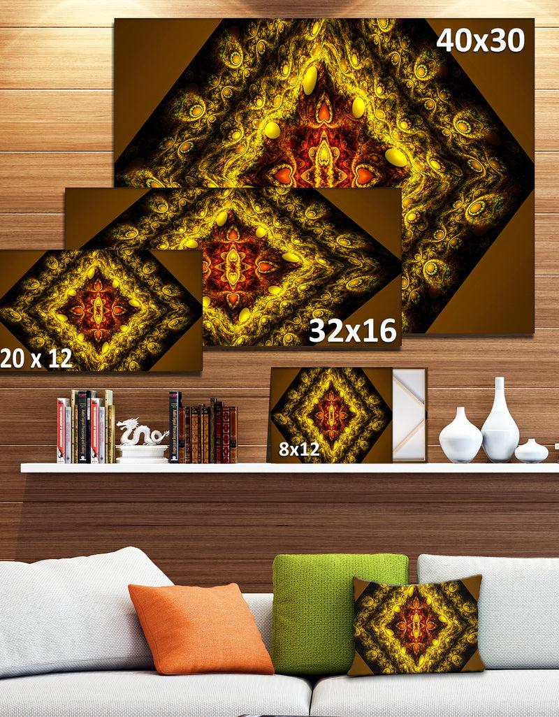 DesignQ Cabalistic Yellow Fractal Design - Abstract Wall Art Canvas