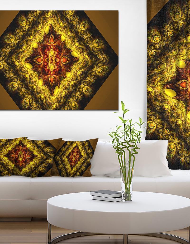 DesignQ Cabalistic Yellow Fractal Design - Abstract Wall Art Canvas