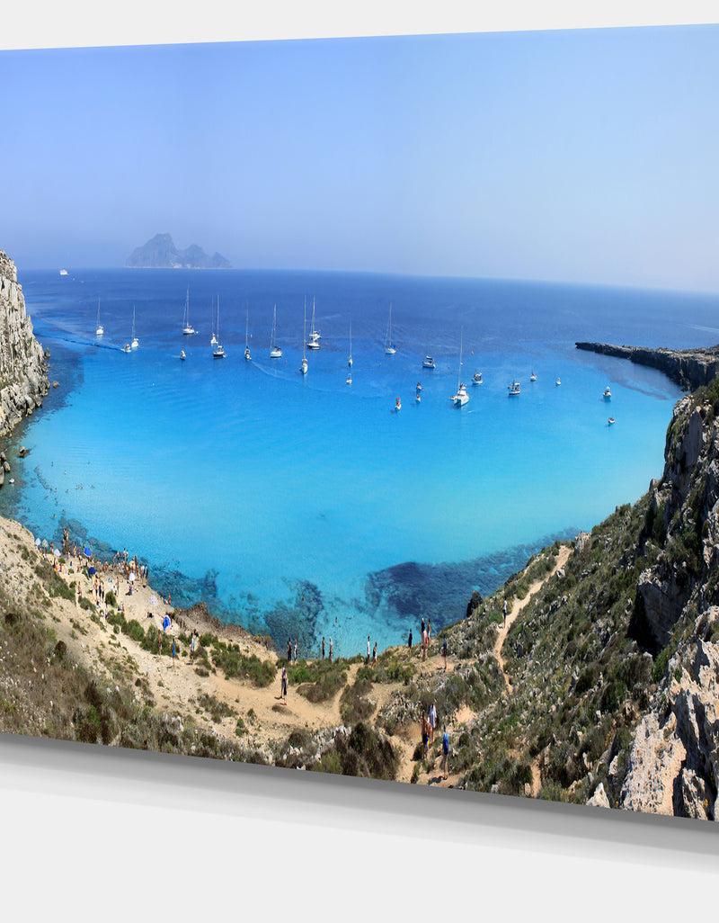 DesignQ Cala Rossa Beach Sicily Italy - Modern Seascape Canvas Artwork