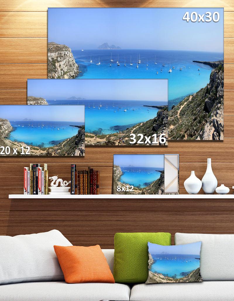 DesignQ Cala Rossa Beach Sicily Italy - Modern Seascape Canvas Artwork