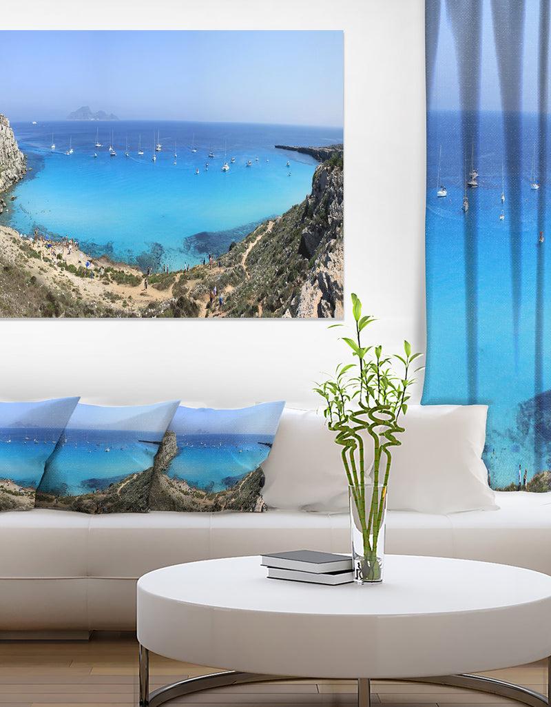 DesignQ Cala Rossa Beach Sicily Italy - Modern Seascape Canvas Artwork