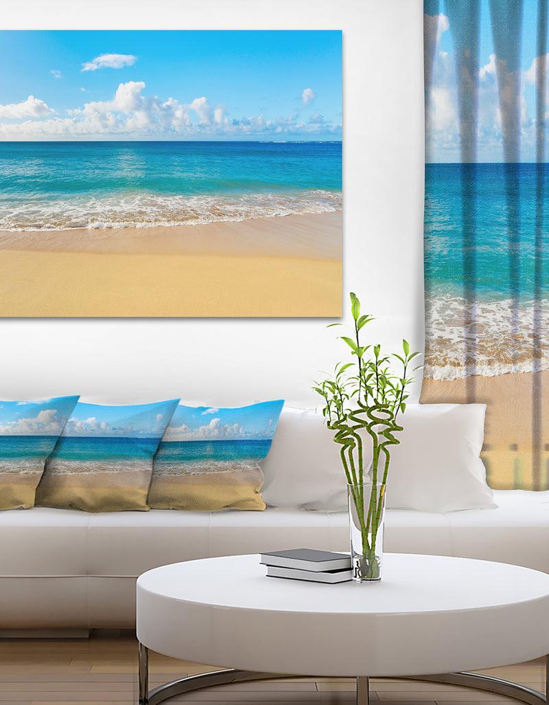 DesignQ Calm Beach and Tropical Sea - Photo Canvas Art Print