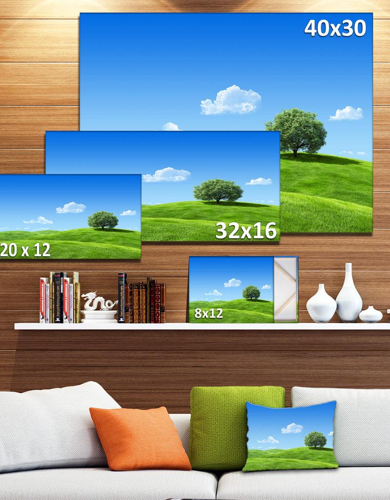 DesignQ Calm Meadow With Single Tree - Landscape Canvas Wall Artwork