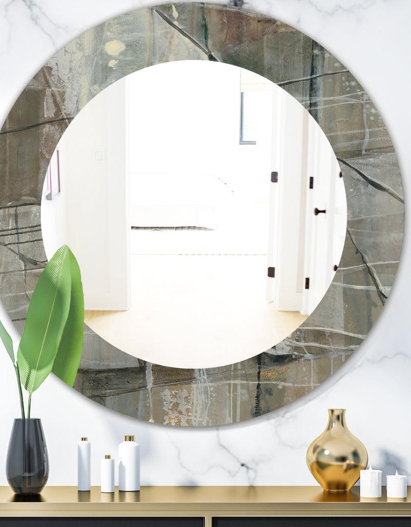 DesignQ Carbon Loft 'Silver and Beige Abstract Waterpainting - Modern Mirror