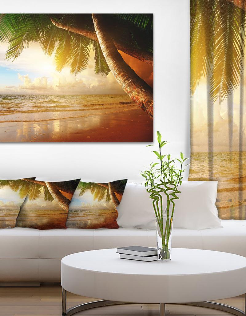DesignQ Caribbean Beach Sunrise - Landscape Photo Canvas Art Print