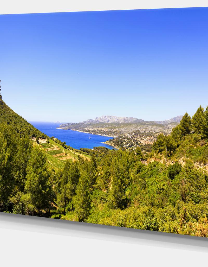 DesignQ Cassis Bay From Route Des Cretes - Oversized Landscape Wall Art Print