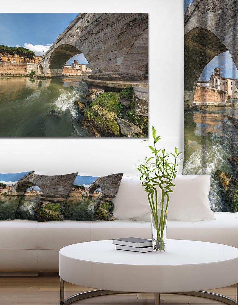 DesignQ Cestius Bridge Over Tiber River - Landscape Wall Artwork
