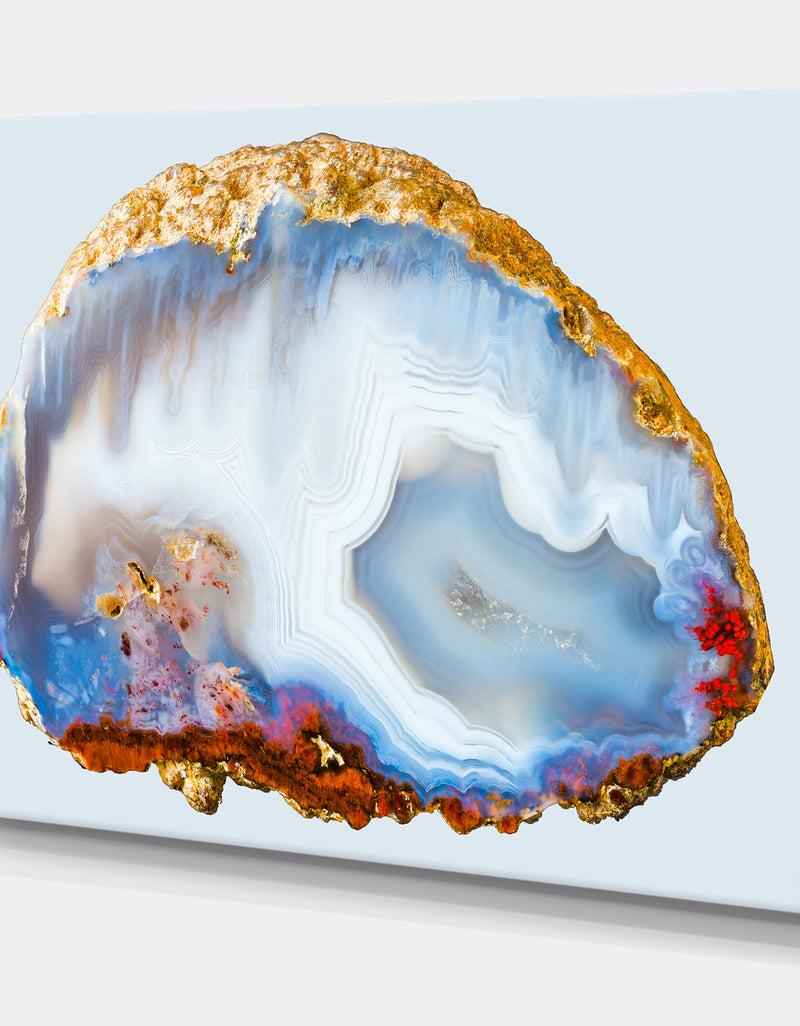 DesignQ Chalcedony Quartz Gold And Blue I - Modern Canvas Wall Art Print