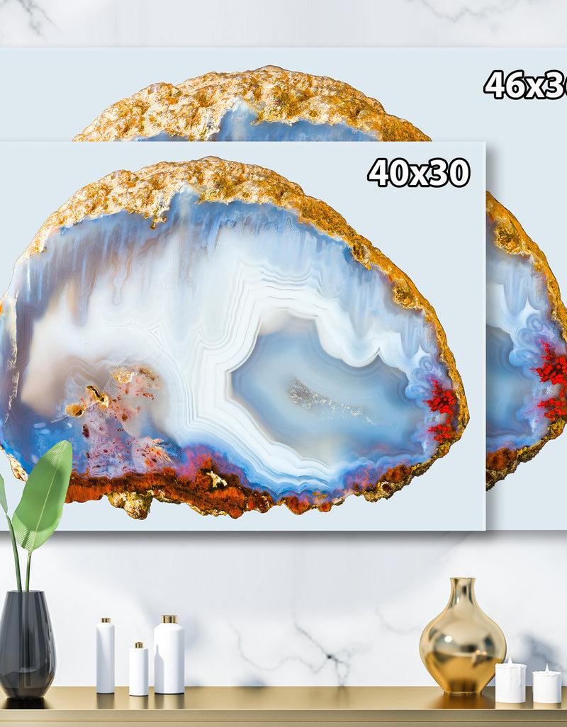 DesignQ Chalcedony Quartz Gold And Blue I - Modern Canvas Wall Art Print