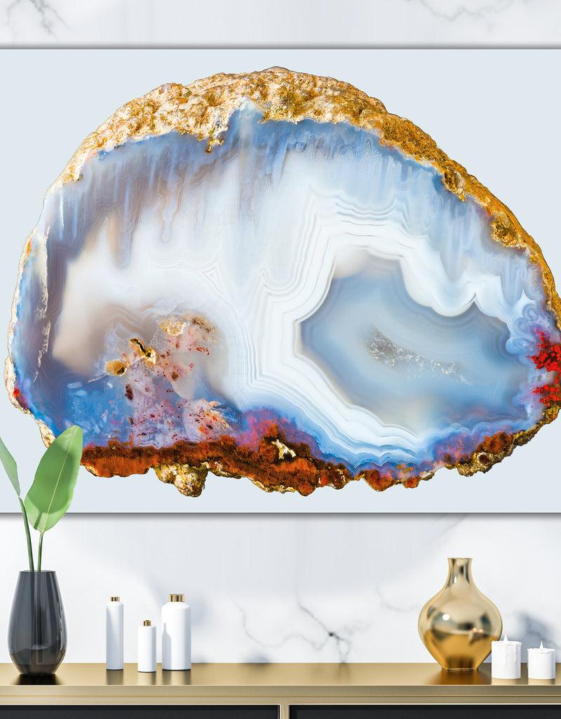 DesignQ Chalcedony Quartz Gold and Blue I - Modern Canvas Wall Art Print