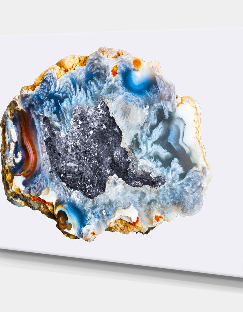 DesignQ Chalcedony Quartz Gold And Blue II - Glam Canvas Wall Art Print