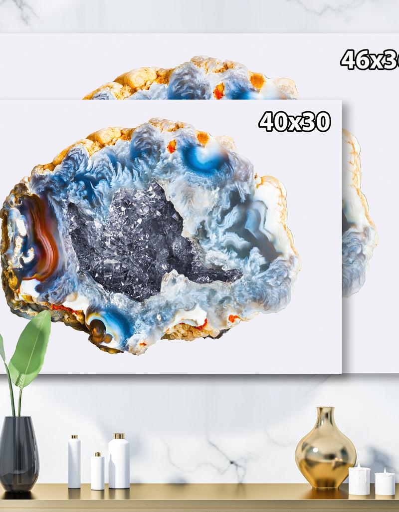 DesignQ Chalcedony Quartz Gold And Blue II - Glam Canvas Wall Art Print