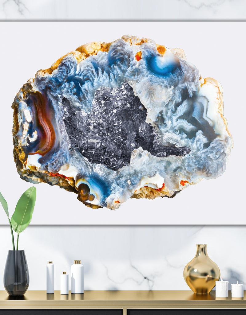 DesignQ Chalcedony Quartz Gold and Blue II - Glam Canvas Wall Art Print