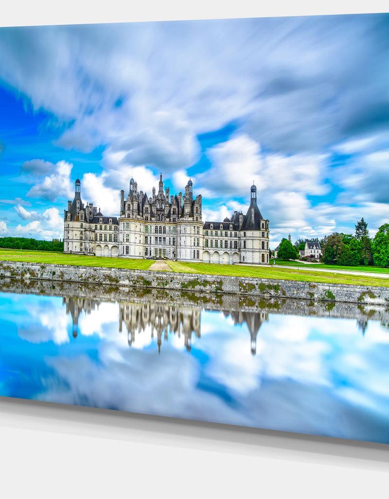 DesignQ Chateau De Chambord Castle In Blue - Oversized Landscape Wall Art Print