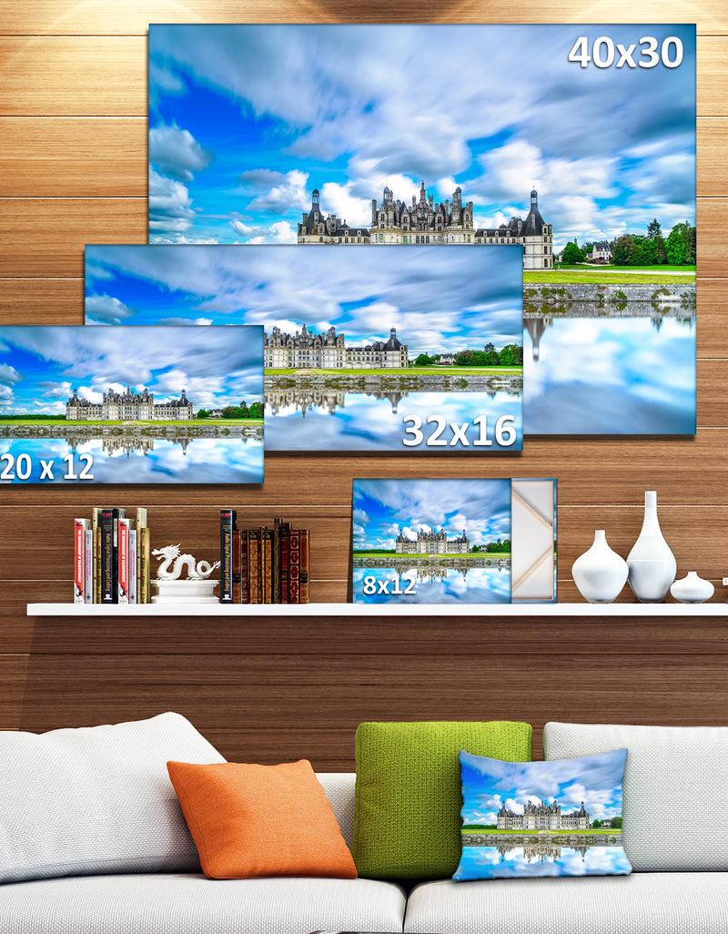 DesignQ Chateau De Chambord Castle In Blue - Oversized Landscape Wall Art Print