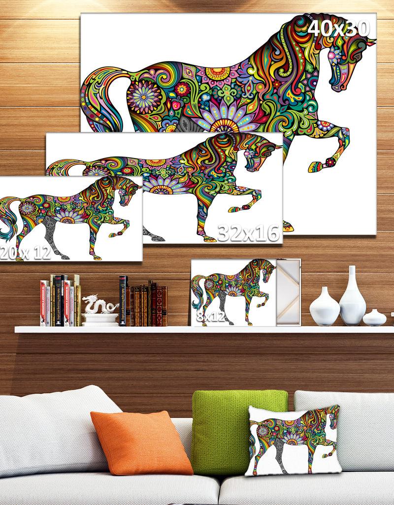 DesignQ Cheerful Horse - Animal Digital Art Canvas Print