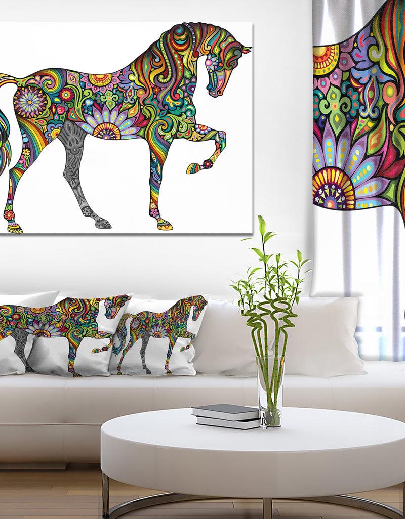 DesignQ Cheerful Horse - Animal Digital Art Canvas Print