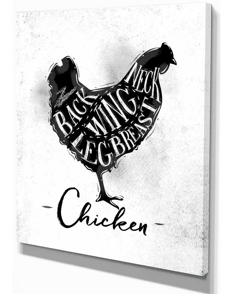 DesignQ Chicken Cutting Scheme - Farmhouse Animal Painting Print On Wrapped Canvas