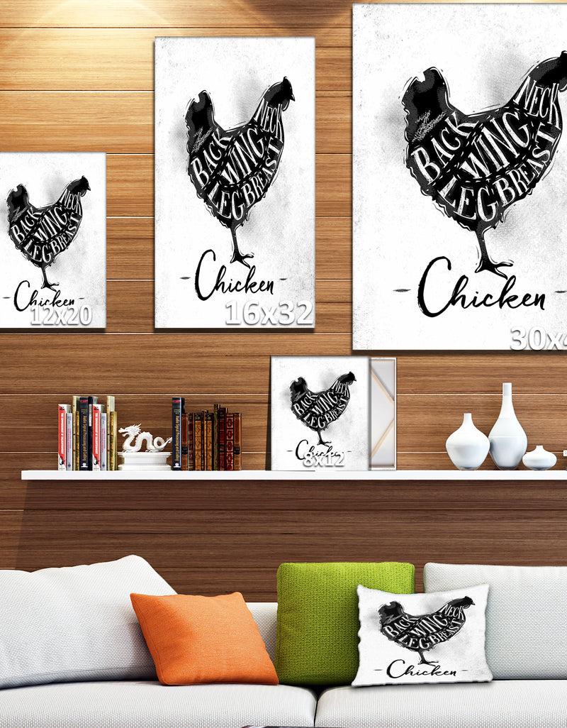 DesignQ Chicken Cutting Scheme - Farmhouse Animal Painting Print On Wrapped Canvas
