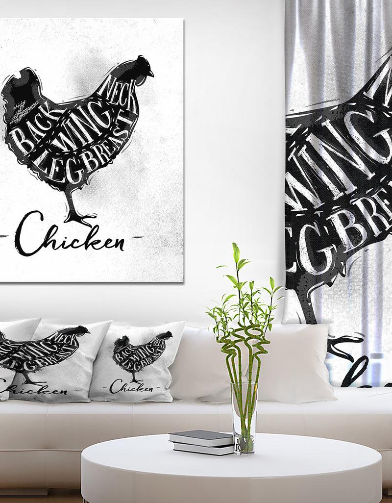 DesignQ Chicken Cutting Scheme - Farmhouse Animal Painting Print On Wrapped Canvas