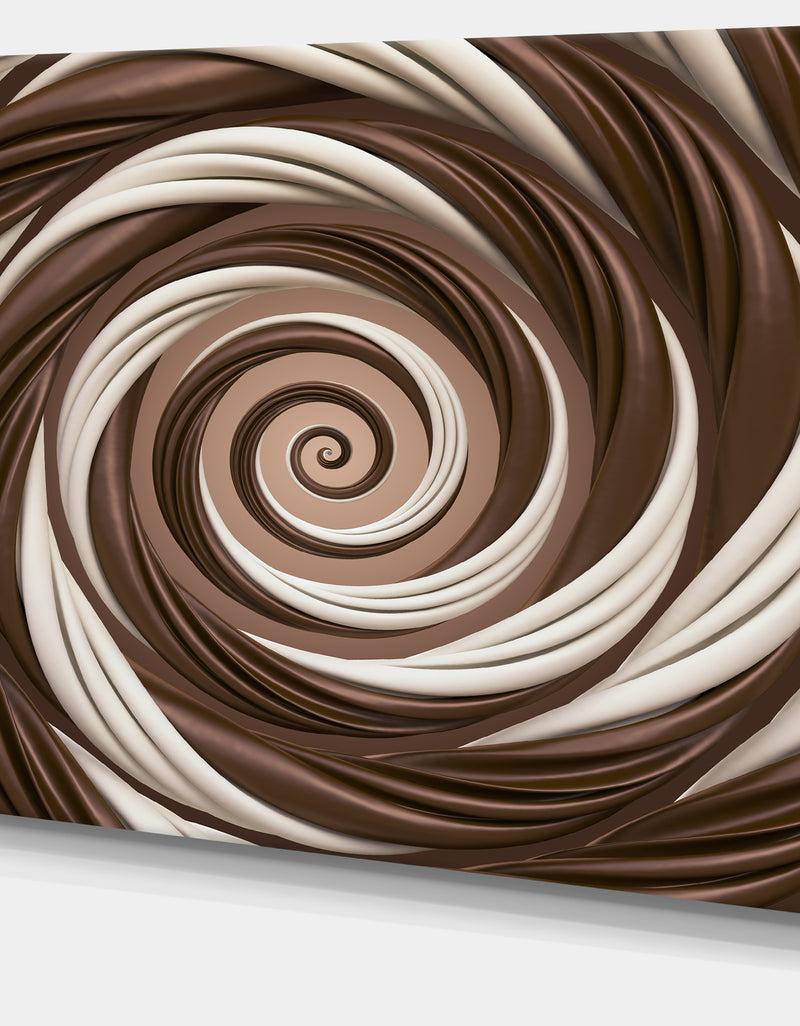 DesignQ Chocolate And Milk Candy Spiral Design - Abstract Artwork On Canvas