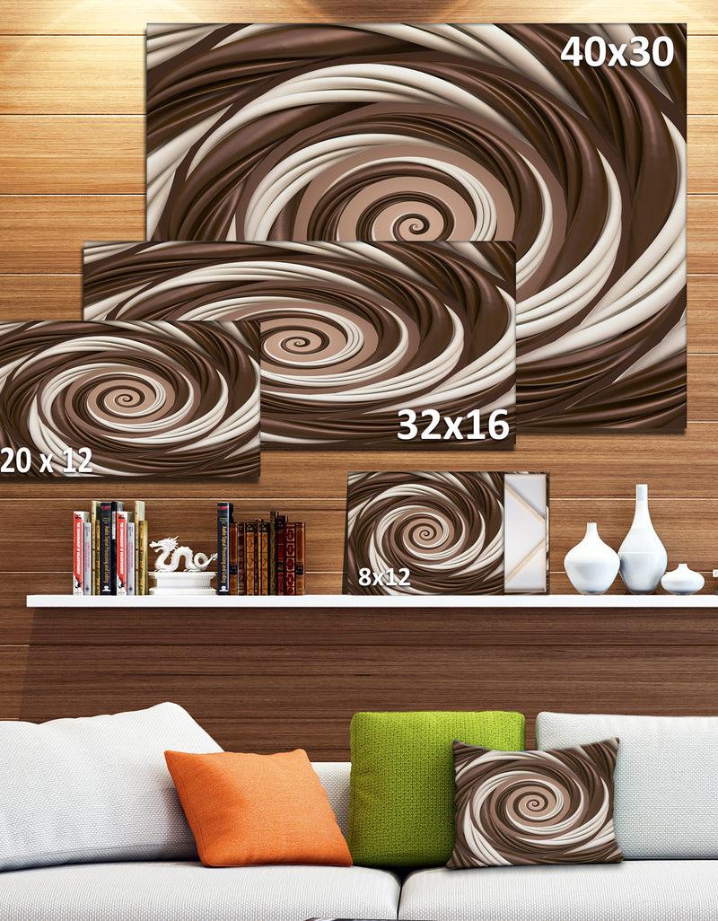 DesignQ Chocolate And Milk Candy Spiral Design - Abstract Artwork On Canvas